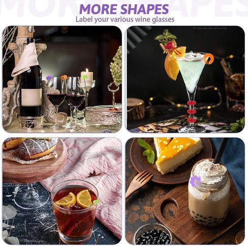 18 Pcs Wine Charms for Stem Glasses, Silicone Reusable Colorful Drink Markers Cup Labels Tags for Wine Glasses Champagne Flutes and Beverage Bottles，Suitable Parties Events Bars Home Use (3 Shapes) in Saudi Arabia