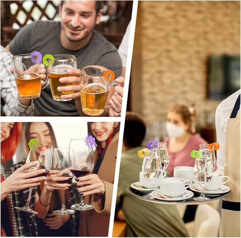 18 Pcs Wine Charms for Stem Glasses, Silicone Reusable Colorful Drink Markers Cup Labels Tags for Wine Glasses Champagne Flutes and Beverage Bottles，Suitable Parties Events Bars Home Use (3 Shapes) in Saudi Arabia
