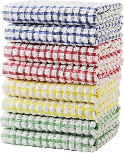 Oeleky Dish Towels for Kitchen 15x26 Inches, Pack of 8 Cotton Kitchen Towels for Drying Dishes (Multi, 15x26 inches) in Saudi Arabia