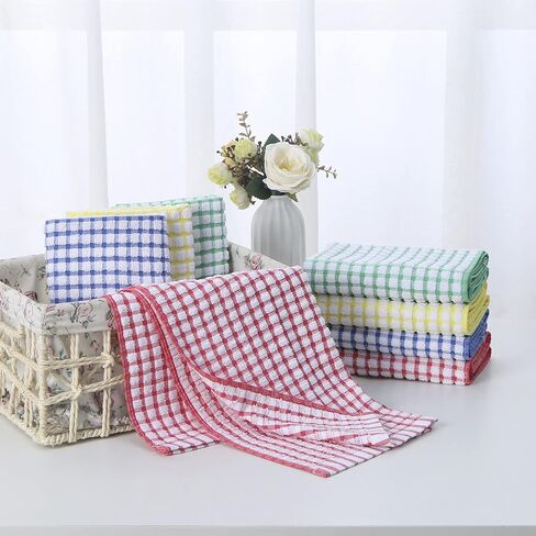 Oeleky Dish Towels for Kitchen 15x26 Inches, Pack of 8 Cotton Kitchen Towels for Drying Dishes (Multi, 15x26 inches) in Saudi Arabia