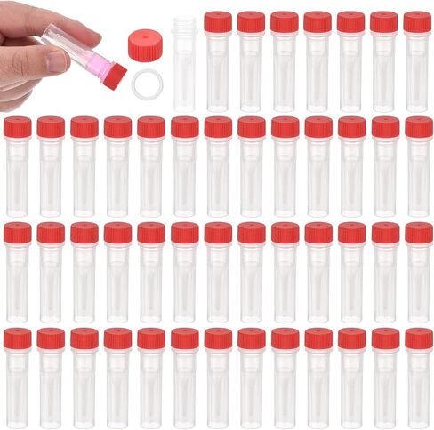 PATIKIL 1mL Plastic Cryogenic Vial, 48Pcs Cryogenic Storage Tube Lab Frozen Test Tube Container Storage Screw Cap for Lab Laboratory Science, Blue Clear in Saudi Arabia