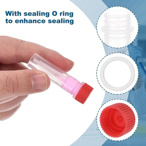 PATIKIL 1mL Plastic Cryogenic Vial, 48Pcs Cryogenic Storage Tube Lab Frozen Test Tube Container Storage Screw Cap for Lab Laboratory Science, Blue Clear in Saudi Arabia