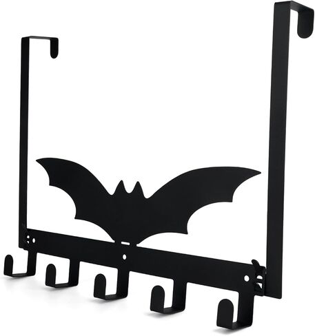 Gothic Bat Over The Door Hooks, Black Gothic Theme Bathroom Towel Holder with 5 Hooks Door Mount for Halloween Decorations Supply in Saudi Arabia