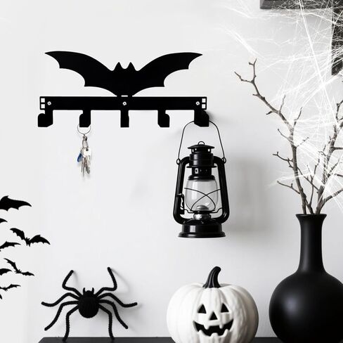 Gothic Bat Over The Door Hooks, Black Gothic Theme Bathroom Towel Holder with 5 Hooks Door Mount for Halloween Decorations Supply in Saudi Arabia