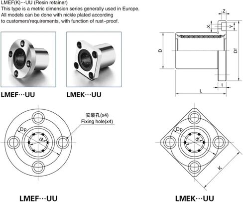 1PCS LMEF12/16/20/2/30/40UU European Standard Flange Circular Flange Guide Linear Bearing(LMEF20..UU) in Saudi Arabia
