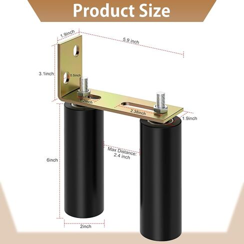 ForoGore 2 Pack 6" Slide Gate Guide Roller with L-Bracket Universal Sliding Gate Rollers Adjustable Sliding Gate Guide Roller for Rolling Gate, Sliding Door, Garage Door, Sliding Gate Hardware Kit in Kuwait