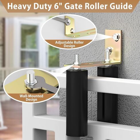 ForoGore 2 Pack 6" Slide Gate Guide Roller with L-Bracket Universal Sliding Gate Rollers Adjustable Sliding Gate Guide Roller for Rolling Gate, Sliding Door, Garage Door, Sliding Gate Hardware Kit in Kuwait