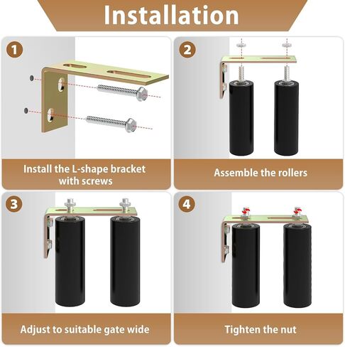ForoGore 2 Pack 6" Slide Gate Guide Roller with L-Bracket Universal Sliding Gate Rollers Adjustable Sliding Gate Guide Roller for Rolling Gate, Sliding Door, Garage Door, Sliding Gate Hardware Kit in Kuwait