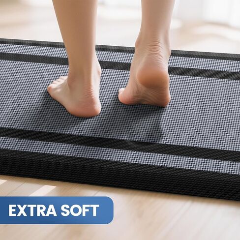 KitchenClouds [2 PCS Kitchen Rugs Cushioned Anti-Fatigue Kitchen Mats for Floor Waterproof Kitchen Rug Set Non-Slip Comfort Standing Mat for Office, Sink, Laundry 17.3"×29"+17.3"×47",Black in Saudi Arabia