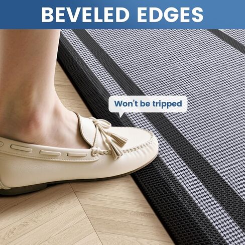 KitchenClouds [2 PCS Kitchen Rugs Cushioned Anti-Fatigue Kitchen Mats for Floor Waterproof Kitchen Rug Set Non-Slip Comfort Standing Mat for Office, Sink, Laundry 17.3"×29"+17.3"×47",Black in Saudi Arabia