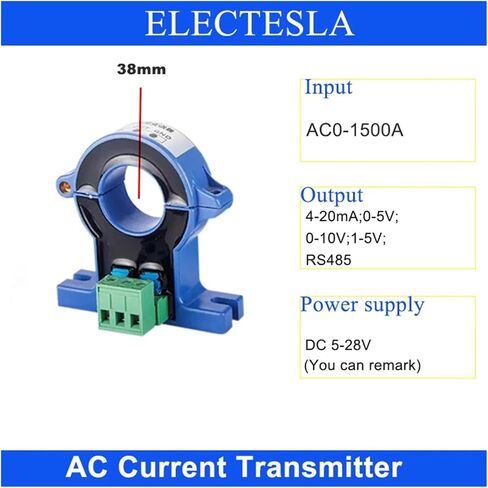 4-20MA 38mm ثقب المشبك نوع مستشعر المراقبة الحالي AC/DC 0-1500A المحول اللاسلكي المحول اللاسلكي AMPERE DC24V PWR (AC 0-220A) in Kuwait