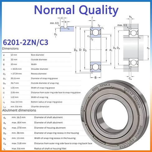 1PCs تحمل 6201 6201-2RS 6201-2Z 6201-2ZN 6201NR 6201-2RSNR محمل كرة أخدود عميق (6201C3) in Saudi Arabia