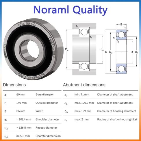1Pcs Bearing 6216 6216-2RS 6216-2Z 6216-2ZN 6216NR 6216-2RSNR Deep Groove Ball Bearing(6216NC3) in Saudi Arabia