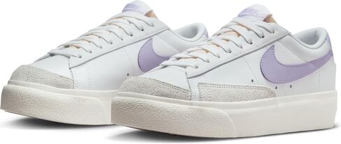 Nike Blazer Low Platform DJ0292-100 Womens Casual Shoes (White/White-Black) in Kuwait