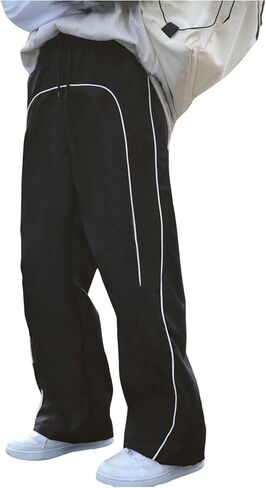 GORGLITTER Boy's Baggy Sweatpants Y2K Side Striped Wide Leg Track Pants with Pockets in Saudi Arabia