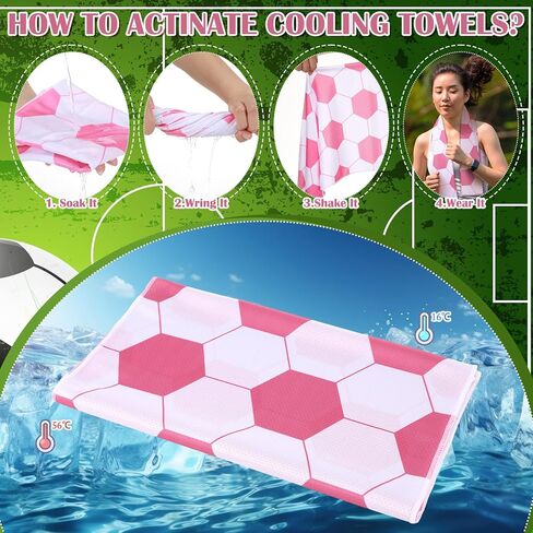 24 Pack Pink Soccer Party Favors for Women Girl 12 Pcs 20 oz Plastic Sport Water Bottles Bulk 12 Pcs 40"x12" Cooling Towels Breathable Chilly Towel for Soccer Party Supplies Team Gift in Saudi Arabia