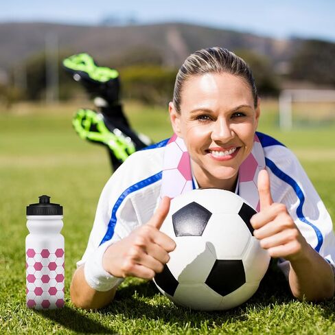 24 Pack Pink Soccer Party Favors for Women Girl 12 Pcs 20 oz Plastic Sport Water Bottles Bulk 12 Pcs 40"x12" Cooling Towels Breathable Chilly Towel for Soccer Party Supplies Team Gift in Saudi Arabia