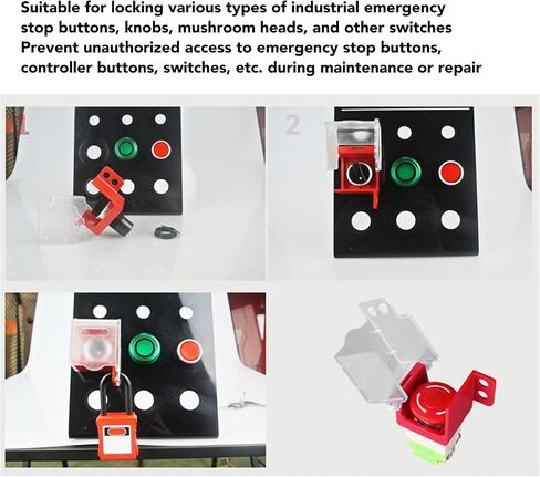 Fockety Emergency Stop Button Cover Lockout, Transparent, PC Engineering Plastic, Push Button Actuator, Manual Operation, Red in Saudi Arabia