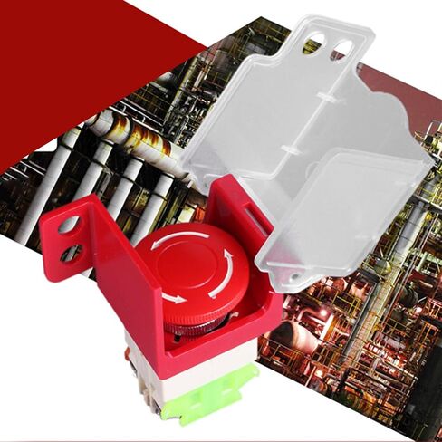 Fockety Emergency Stop Button Cover Lockout, Transparent, PC Engineering Plastic, Push Button Actuator, Manual Operation, Red in Saudi Arabia