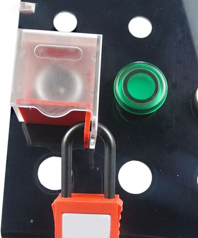 Fockety Emergency Stop Button Cover Lockout, Transparent, PC Engineering Plastic, Push Button Actuator, Manual Operation, Red in Saudi Arabia