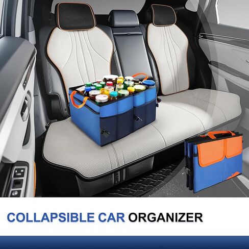 Car Trunk Organizer,54L Large Capacity Foldable Car Organizer and Storage with Leakproof Base，2 Compartments, Suitable for Car Sedan, SUV (Large) in Kuwait
