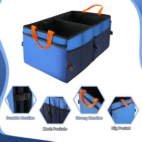 Car Trunk Organizer,54L Large Capacity Foldable Car Organizer and Storage with Leakproof Base，2 Compartments, Suitable for Car Sedan, SUV (Large) in Kuwait