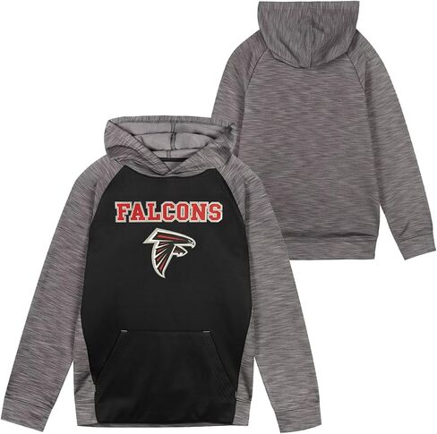 Outerstuff NFL Kids Youth 4-20 Official Black Gray Eclipse Performance Wordmark Primary Logo Long Sleeve Pullover Hoodie in Saudi Arabia