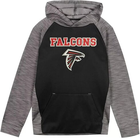 Outerstuff NFL Kids Youth 4-20 Official Black Gray Eclipse Performance Wordmark Primary Logo Long Sleeve Pullover Hoodie in Saudi Arabia