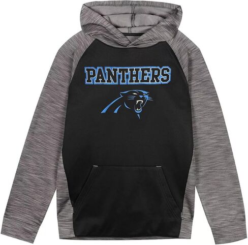 Outerstuff NFL Kids Youth 4-20 Official Black Gray Eclipse Performance Wordmark Primary Logo Long Sleeve Pullover Hoodie in Saudi Arabia