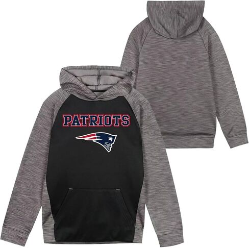 Outerstuff NFL Kids Youth 4-20 Official Black Gray Eclipse Performance Wordmark Primary Logo Long Sleeve Pullover Hoodie in Saudi Arabia