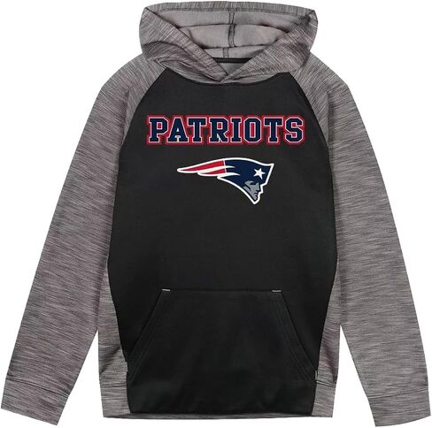 Outerstuff NFL Kids Youth 4-20 Official Black Gray Eclipse Performance Wordmark Primary Logo Long Sleeve Pullover Hoodie in Saudi Arabia