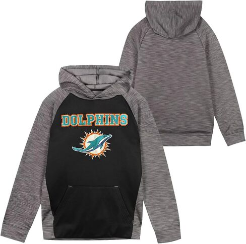 Outerstuff NFL Kids Youth 4-20 Official Black Gray Eclipse Performance Wordmark Primary Logo Long Sleeve Pullover Hoodie in Saudi Arabia
