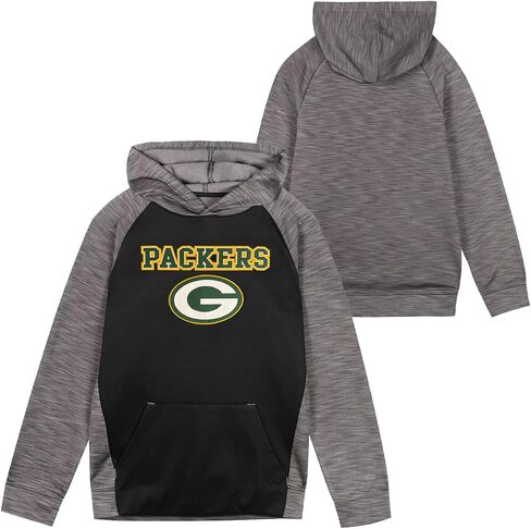 Outerstuff NFL Kids Youth 4-20 Official Black Gray Eclipse Performance Wordmark Primary Logo Long Sleeve Pullover Hoodie in Saudi Arabia