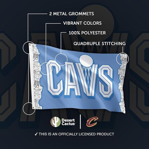Desert Cactus Cleveland Cavaliers Flag NBA 100% Polyester Indoor Outdoor 3x5 feet National Basketball Association Team Flags (Flag City Edition 24-25 B) in Kuwait