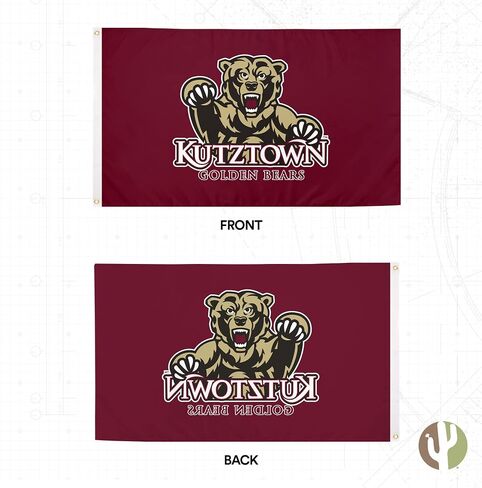 Desert Cactus Kutztown University Ku Flag - 3 × 5 أقدام لافتة الدببة الذهبية ، النسيج المتين الداخلي/الخارجي ، تصميم البوليستر 100 ٪ (النمط 1) in Saudi Arabia