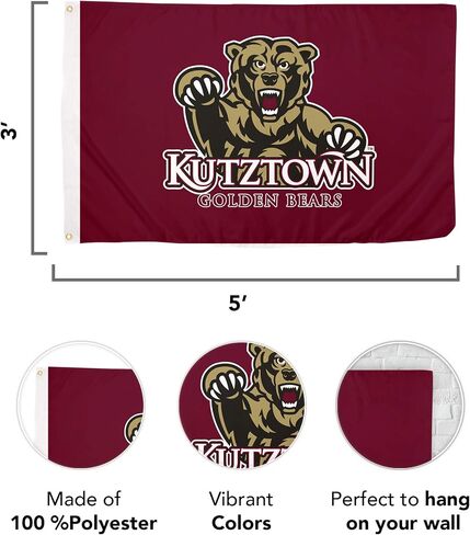 Desert Cactus Kutztown University Ku Flag - 3 × 5 أقدام لافتة الدببة الذهبية ، النسيج المتين الداخلي/الخارجي ، تصميم البوليستر 100 ٪ (النمط 1) in Saudi Arabia