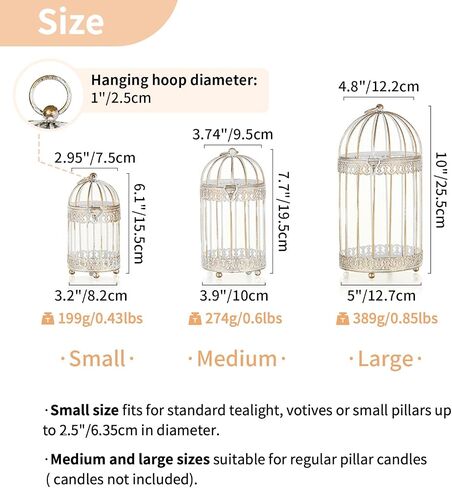 NUPTIO Decorative Bird Cages for Centerpiece: Black Vintage Bird Cage Hanging Lantern Set of 3 - Metal Birdcage Pillar Candle Holders for Halloween Party Table Fireplace Decor in Saudi Arabia