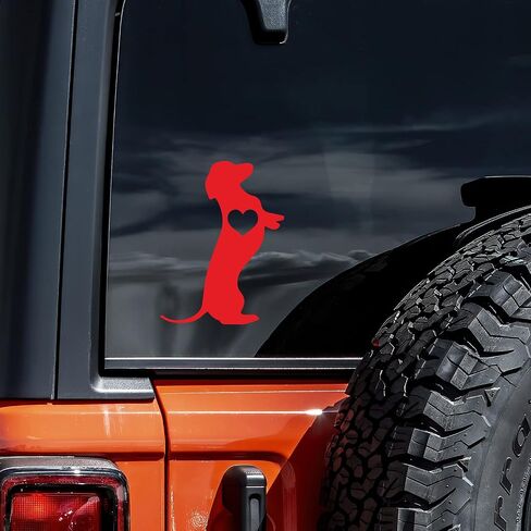 Dachshund Love Heart Decal Vinyl Sticker Auto Car Truck Wall Captop | الأحمر | 4 "× 5.5" in Saudi Arabia