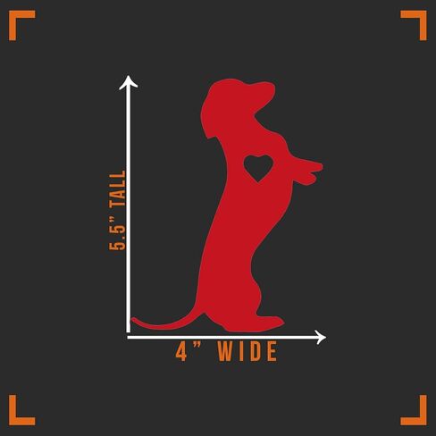 Dachshund Love Heart Decal Vinyl Sticker Auto Car Truck Wall Captop | الأحمر | 4 "× 5.5" in Saudi Arabia
