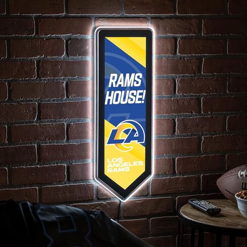 فريق Sports America Evergreen NFL Los Angeles Rams | فائقة الرقيقة LED LED SIGN DECER | لافتة راية كبيرة | 9 × 23 بوصة | صنع في الولايات المتحدة in Kuwait