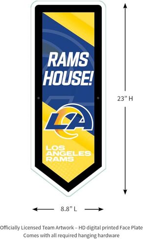 فريق Sports America Evergreen NFL Los Angeles Rams | فائقة الرقيقة LED LED SIGN DECER | لافتة راية كبيرة | 9 × 23 بوصة | صنع في الولايات المتحدة in Kuwait