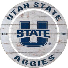 KH Sports Fan Utah State Aggies Signed Dircle Sign ، 20 × 20 بوصة ، ديكور Aggies لغرفة النوم ، كهف المروحة ، غرفة المعيشة ؛ اعرض روح فريقك مع فن الحائط في ولاية يوتا هذه in Kuwait