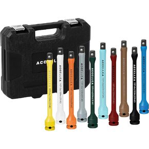 5-Piece Torque Limiting Extension Bar Set, 1/2" Drive, 8" Long, 65-140 Ft-lbs, CR-MO, SAE Standard, Color-Coded Impact Socket Extension Bar Set with Storage Case, for Tire Repair & Drills in Kuwait