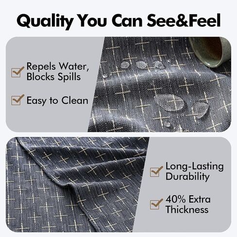 MIULEE Navy Blue Linen Table Cloth Rectangle Tablecloth Waterproof Spillproof Cross-Star Textured Table Cloth, Decorative Rustic Farmhouse Style for Dining/Party/Buffet/Wedding,60x102 Inch in Saudi Arabia