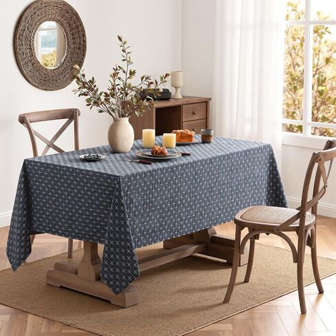 MIULEE Navy Blue Linen Table Cloth Rectangle Tablecloth Waterproof Spillproof Cross-Star Textured Table Cloth, Decorative Rustic Farmhouse Style for Dining/Party/Buffet/Wedding,60x102 Inch in Saudi Arabia