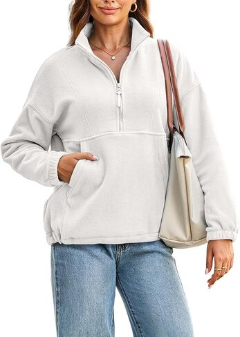 Dokotoo Womens Sweatshirts Half zip pullover fleece rearmstring hem tops 2025 Fall Fashion Thospits Admits in Saudi Arabia