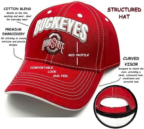 Ohio State Sports Hat Classic Classic Buckeyes Assorized Red/White Team Logo Cape MVP القابل للتعديل in Saudi Arabia