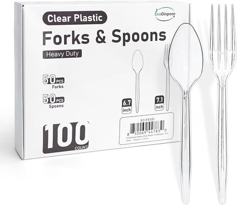 100 Count Count Plastic Silverware و Heaft Dicky 50 Forks و 50 ملاعق قابلة للتخلص من أدوات أدوات أدوات أدوات مائدة لمستلزمات الحفلات in Saudi Arabia