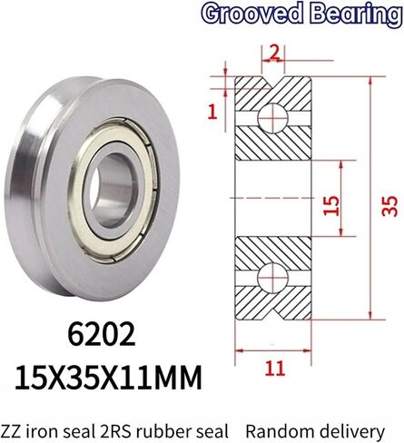10pcs تقويم عجلة مختلطة على خط مع الأخدود تحمل v 6202 15x35x11mm بكرة U نوع الأخدود (V6202-2-1) in Saudi Arabia