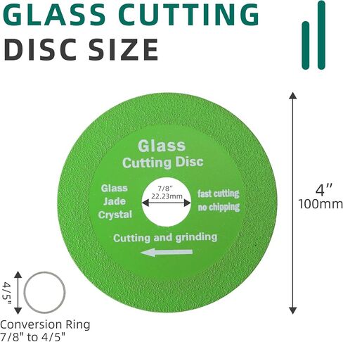 Diamond Beveling Chamfer Bit with 10 pcs Glass Cutting Disc for Angle Grinder，for M10 Thread Adapter (50mm Bit) in Saudi Arabia